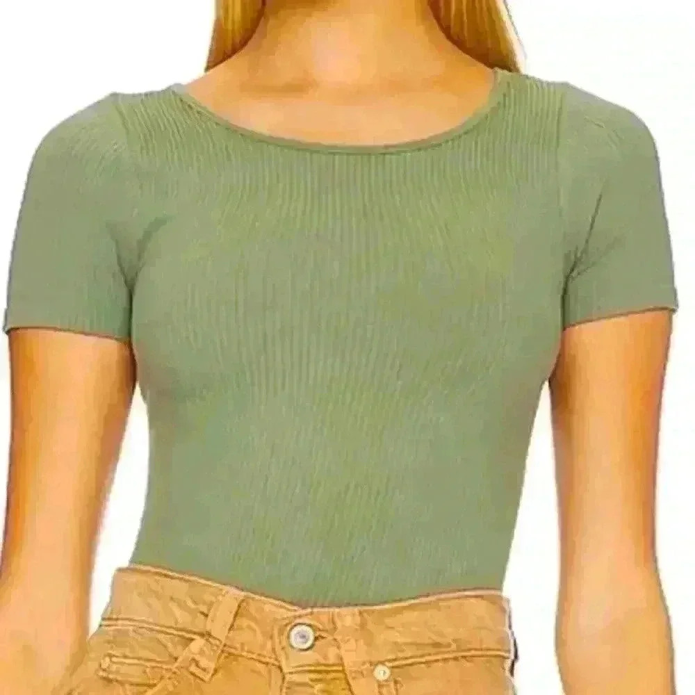 🆕 NWT- Free People Intimately Recycled Baby Tee Green Short Sleeve Top XS/S - Picture 3 of 4